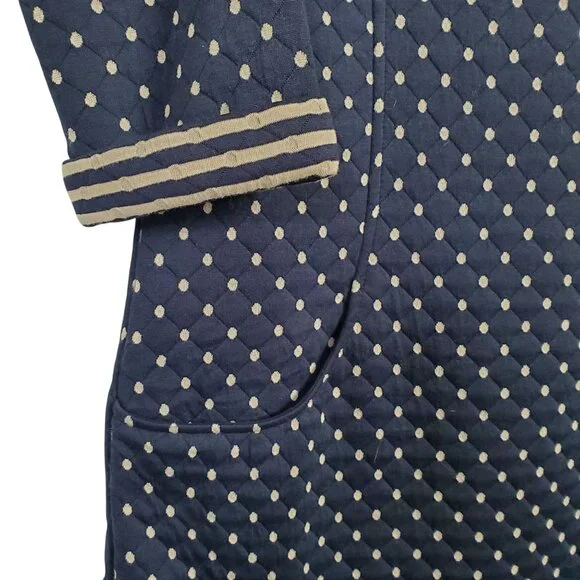 Boden Size 12 Dress Dotty Day Quilted Shift Polka Dot Zip Back Pockets Navy - Picture 5 of 13